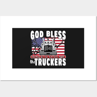 GOD BLESS THE TRUCKERS FREEDOM CONVOY - USA TRUCKERS FOR FREEDOM CONVOY USA FLAG - FREEDOM CONVOY 2022 -FLAG Posters and Art